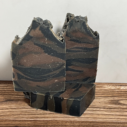 Tobacco Vanilla Camo Activated Charcoal + Dead Sea Mud Goat Milk Soap {Pre-Sale 11.22}